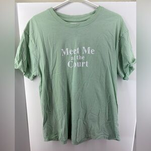Mighty Fine Green Shirt "Meet Me at the Court", Women's XS, VERY Oversized
